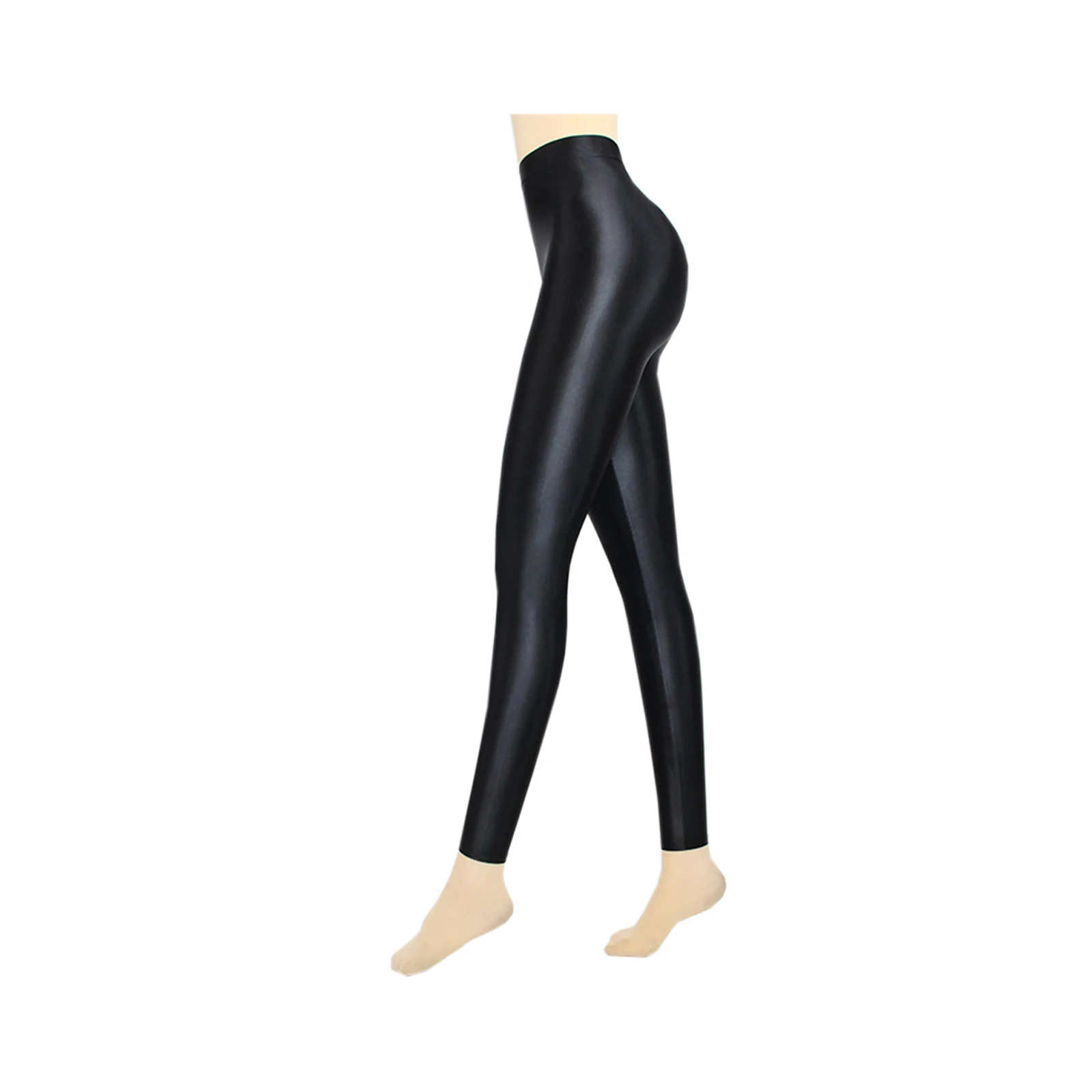 Leggings taille haute en Satin brillant pour femmes, longueur cheville, collants à paillettes brillantes, jegging Sexy de Style japonais
