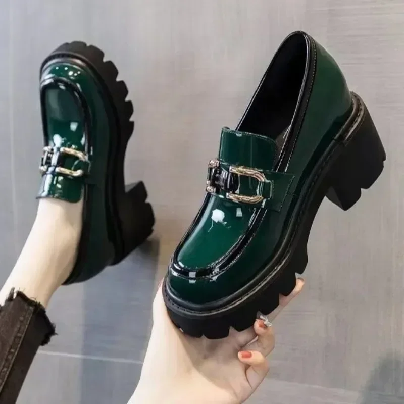 New Spring Autumn Fashionable Elegant Sexy Height Increasing Women's Shoes Thick-soled Metal Decorative Round-toe High Heels