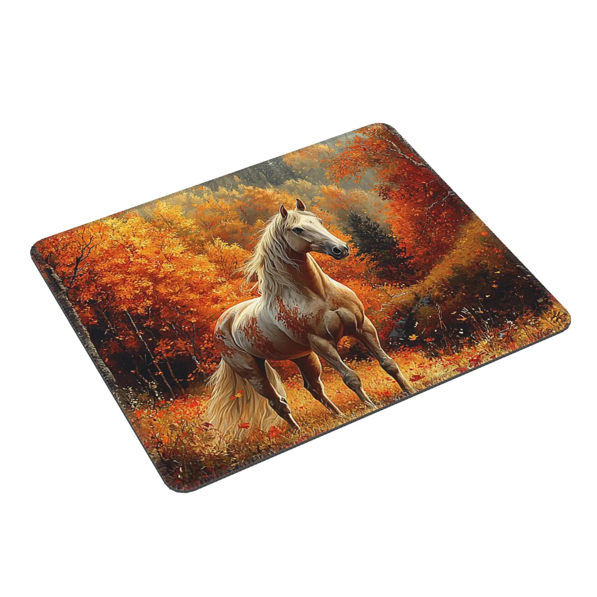 Horse Under The Autumn Leaves Tree Mouse Pad Computer Keyboard Mouse Mat Gamer PC Laptop Desk Mat Office Table Mats