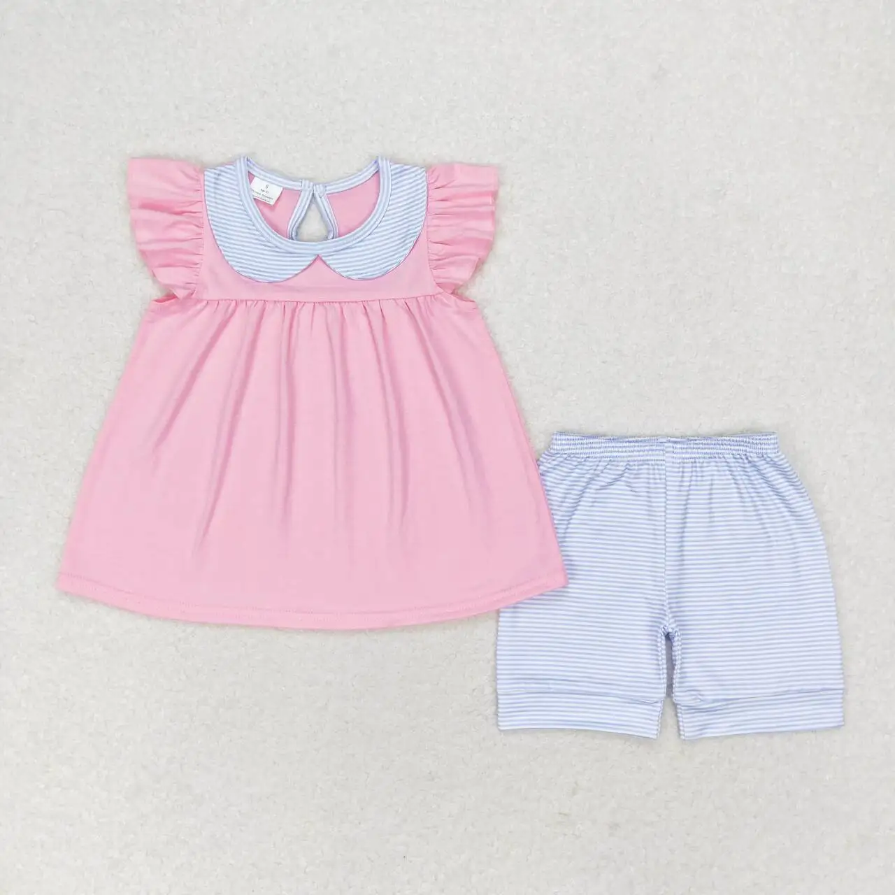 Tenue d'été rose à pois pour bébés filles, vêtements pour tout-petits, boutique en gros, haut à manches courtes, shorts roses pour enfants, nouveaux ensembles