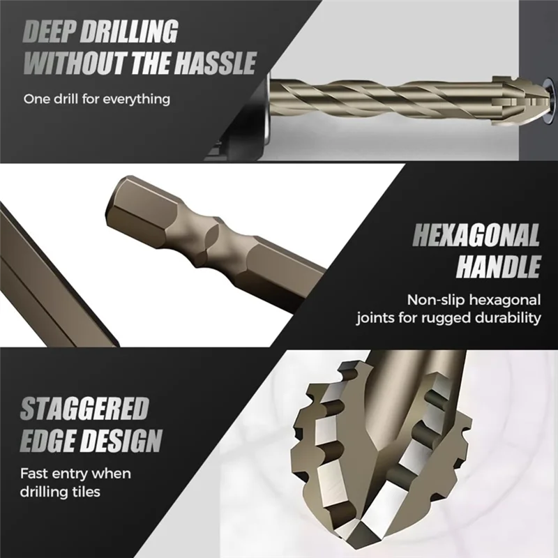 مجموعة رؤوس مثقاب غريب الأطوار ذات أربعة فلوت من ABNO، 2025 جديدة 4 لقم ثقب سن المنشار - تصميم سن المنشار المسنن بأربعة حواف