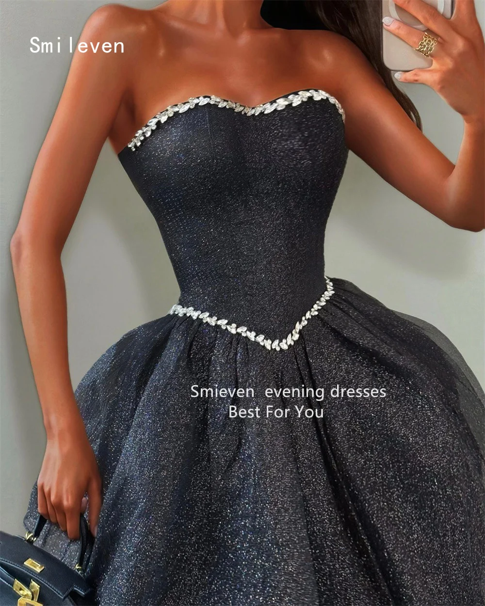 Smileven Luxury A Line Prom Dress Sweetheart Party Gowns Appliques Shining Sleeveless Formal Occassion Dress Customized 2026