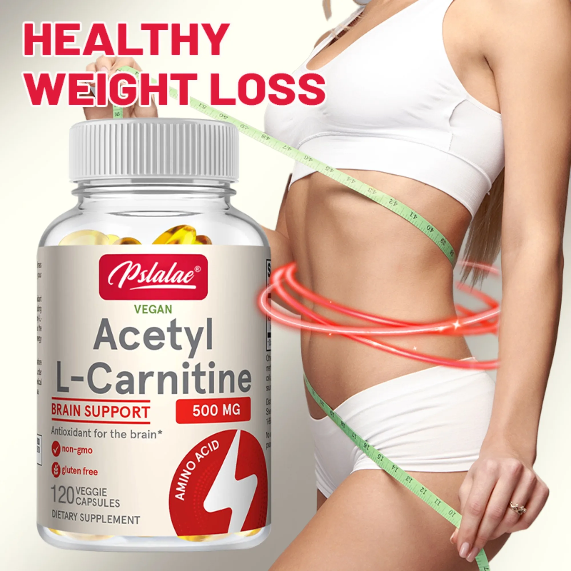 

Acetyl-L-Carnitine - Supports Memory Focus Increase Body Performance Metabolic Energy - 120 Capsules