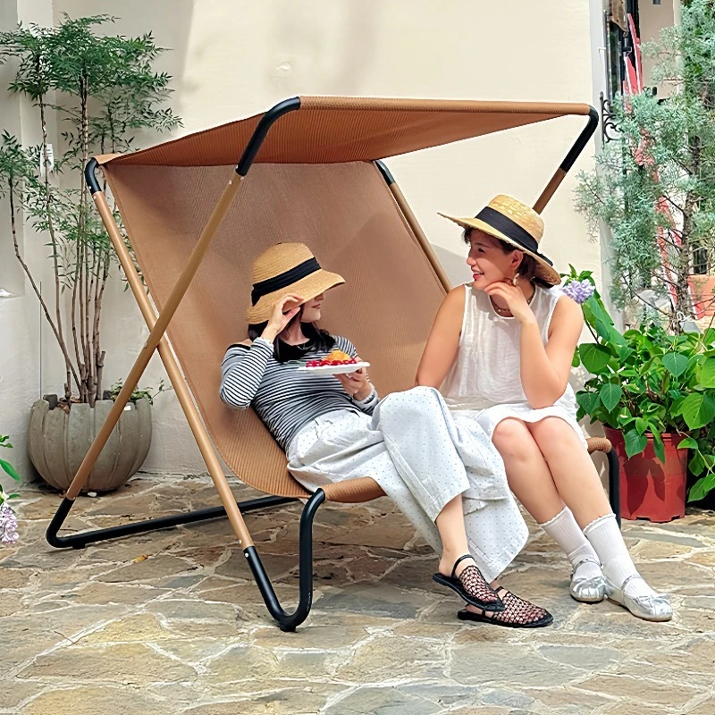 

Folding chair hotel beach shade coffee courtyard camping chair double garden leisure bed
