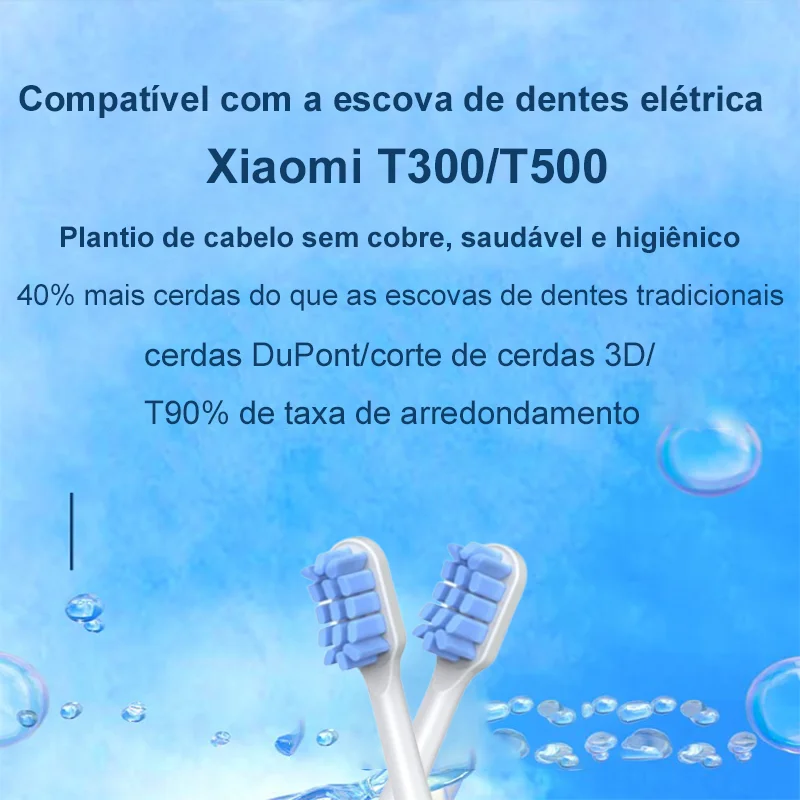 20/50/100 pçs substituição cabeças de escova para xiaomi t300/t500 sonic oral care macio cabeças escova de dentes elétrica vácuo por atacado dupont