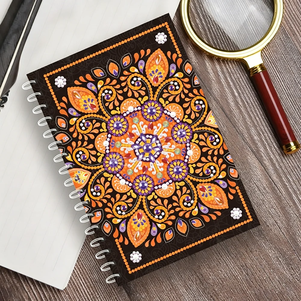 

DIY 5D Diamond Painting Mandala Spiral Notebook, Rhinestone Decorated Journal, Creative Handmade Gift for Women, Stress Relief