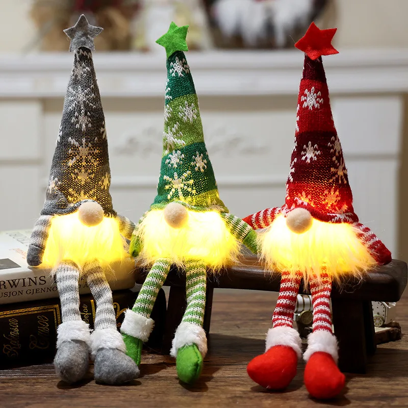 1 قطعة ندفة الثلج قبعة نجمة خماسية تمثال رودولف ، طويل/قصير أرجل مجهولي الهوية رجل عجوز تمثال الزخرفية #1