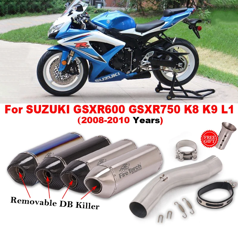 

Slip On For SUZUKI GSXR 600 750 GSXR600 GSXR750 K8 K9 L1 2008 2009 2010 Motorcycle Exhaust Escape Middle Link Pipe Muffler Moto