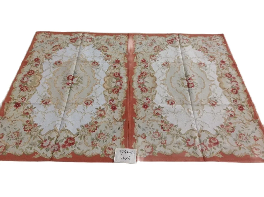 Free Shipping 4'X6' Aubusson rug hand woven area rug, 100% real silk area carpet