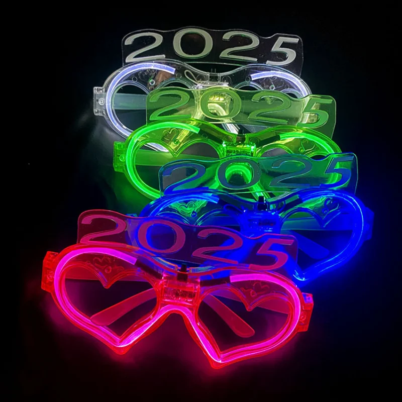 2025 LED EL Love Heart Glasses Glow In The Dark LED Light Up Glasses Christmas Gift For New Year Party Luminous ﻿Decorations