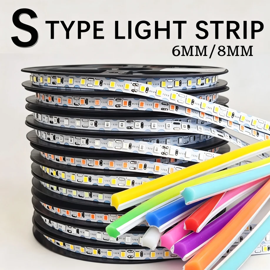 DC12V SMD2835 Silicone Neon Strip 6mm/8mm 120LEDs/M IP67 Waterproof Flexible Bendable LED Light For DIY S Shape Sign Decor Light