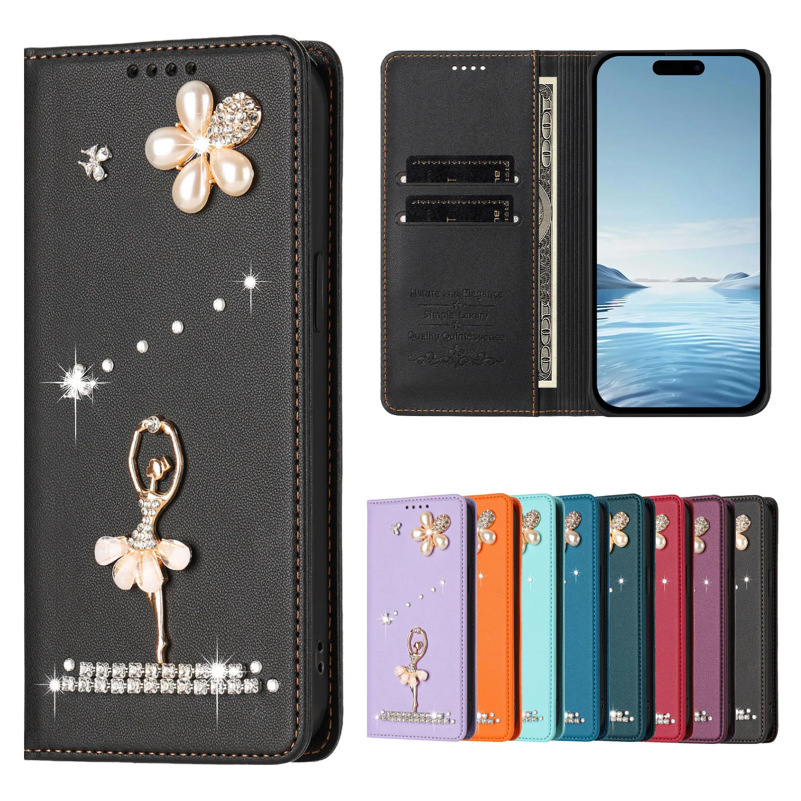 

Beautiful Diamond Flip Case For Infinix Zero 40 30 20 5G 2023 Luxury Magnetic Closed Leather 2 Cards Shockproof Wallet Cover