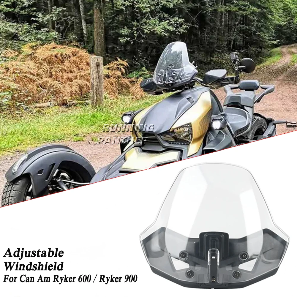 

For Can Am Ryker 600 900 Sport & Rally Edition Adjustable Front Translucent Clear Hard Coated Wind shield