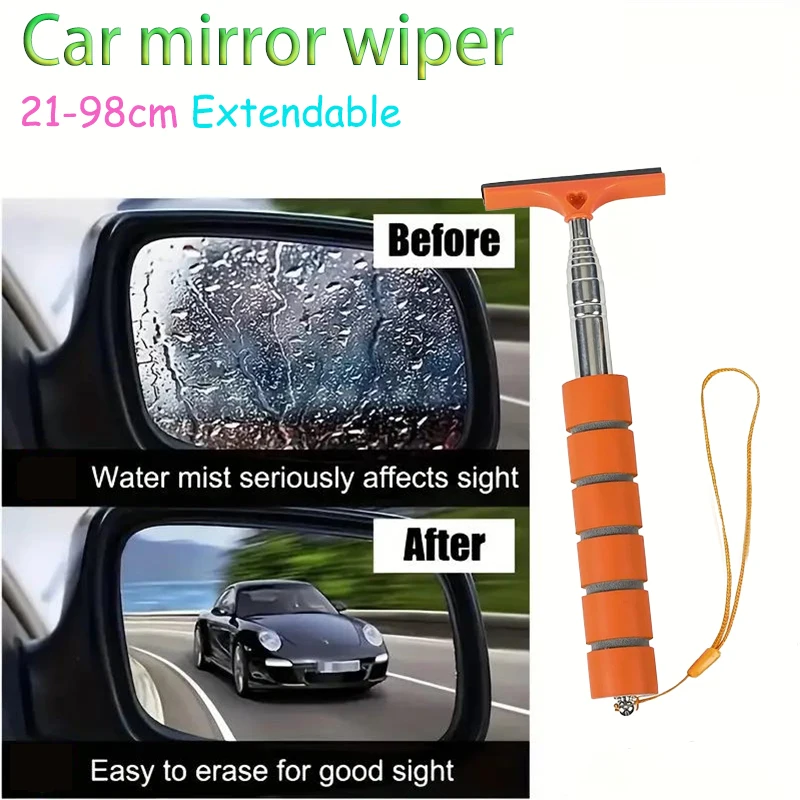 

Stainless Steel Car Rearview Mirror Wiper Extendable Car Rearview Mirror Wiper Auto Glass Cleaning Tools Window Cleaning Brush