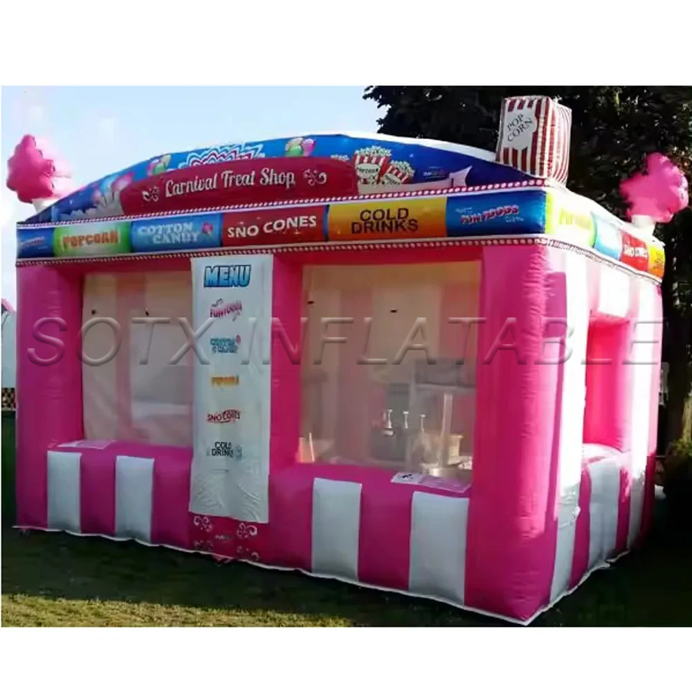 For Advertising Pink Inflatable Concession Stand Portable Carnival Inflatable Treat Shop Tent Stand Booth Candy Popcorn Store