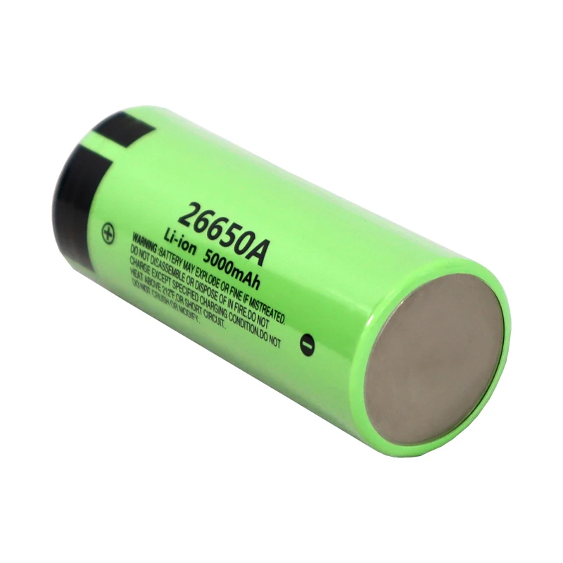 26650A 5000mAh 20A 3.7V Bateria de lítio recarregável adequada pontiaguda (SEM PCB) para lanterna