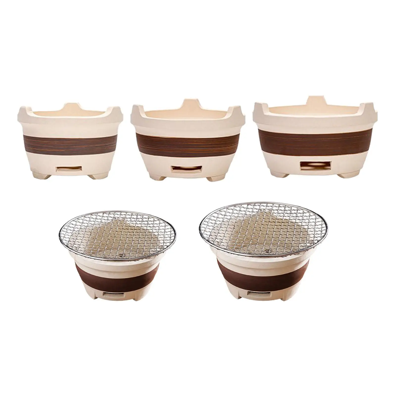 Pottery Clay Charcoal Stove Portable Barbecue Stove Cooking Accessories Burning Tabletop BBQ Grill for Garden Picnic Hiking