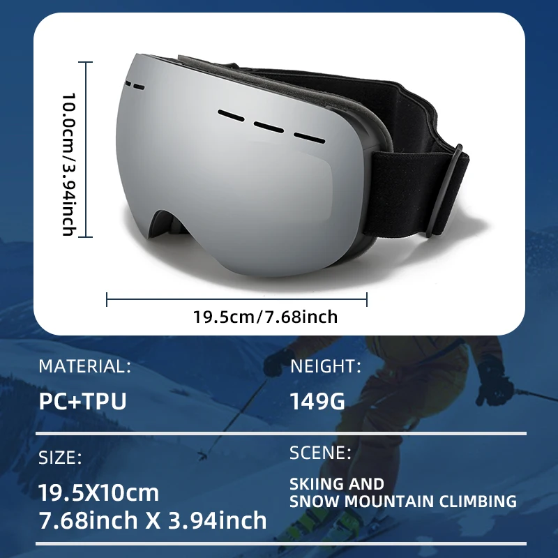 نظارات تزلج أسطوانية واسعة الميدان لتسلق الجبال وركوب الدراجات، نظارات التزلج الشتوية على الجليد والثلج على الجليد #5
