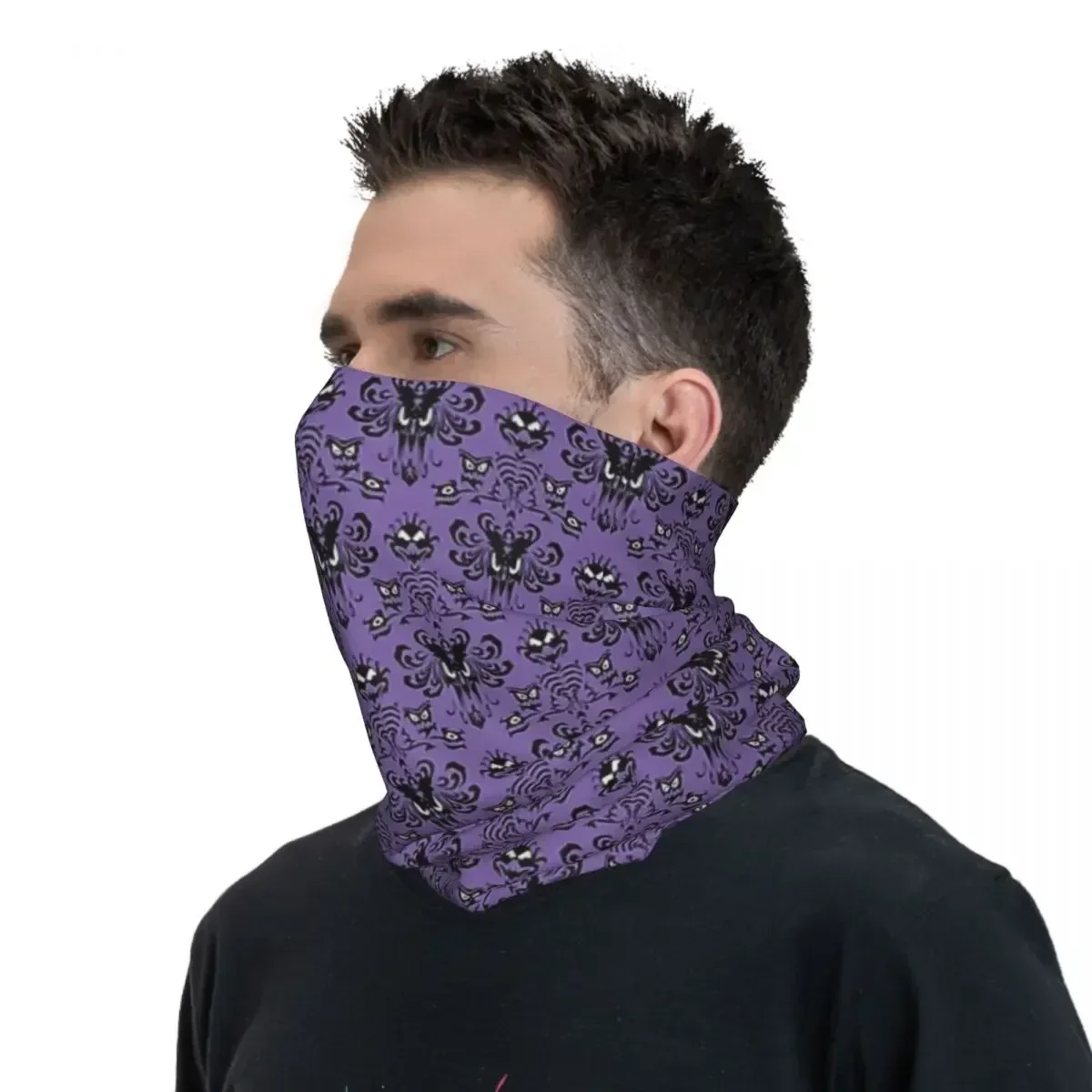 Bandana Happy Haunts para homens e mulheres, polainas de pescoço, máscara impressa, cachecol, quente, ciclismo, corrida, adulto, lavável, 999