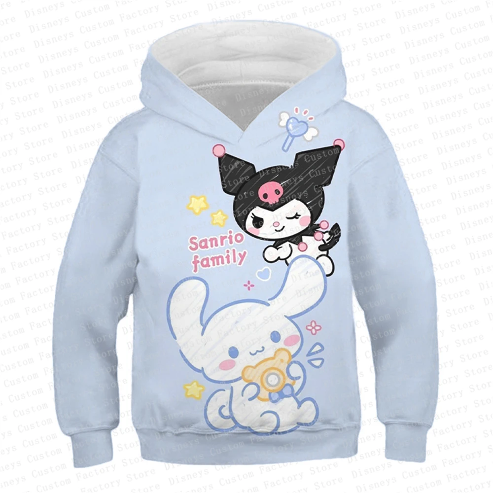 Children\'s Hoodies Child Sweatshirt Girls Cute Cartoon Hello Kitty Kuromi and Friend Sanrio Animal Printed Pullover Kids Clothes