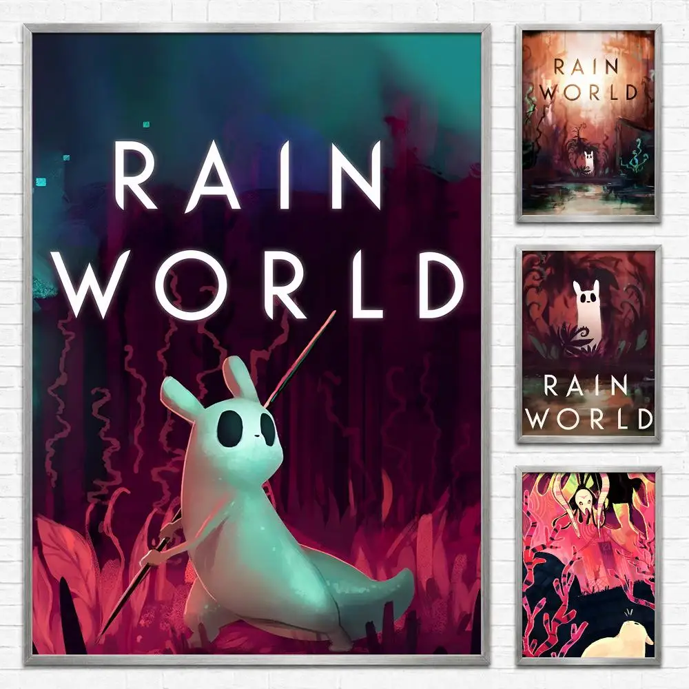 Game Rain World Poster Self‑Adhesive Waterproof PP Poster Coffee House Bar Wall Art Sticker Room Home Decor