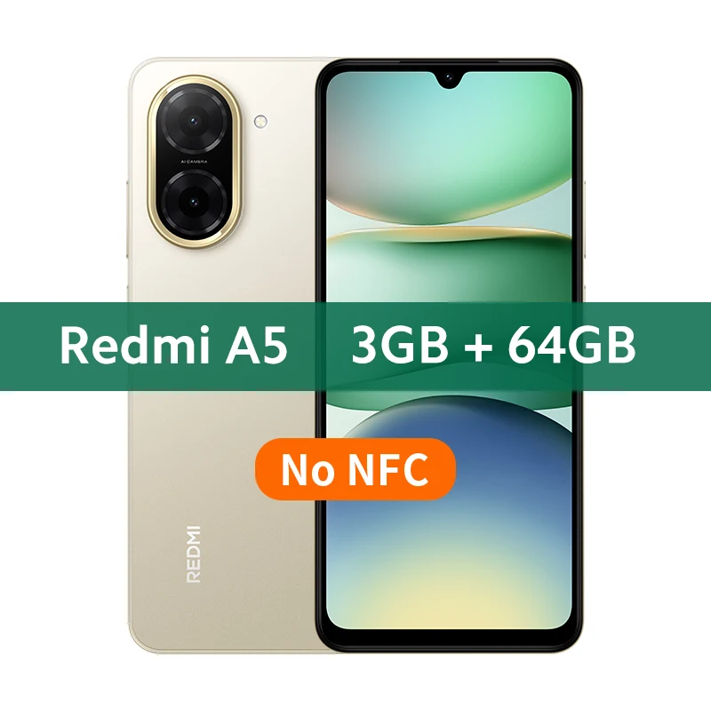 Xiaomi Redmi A5 Global Version Smartphone 6.88" Large Screen 32MP AI Dual Camera UNISOC T7250 Processor 15W Fast Charging