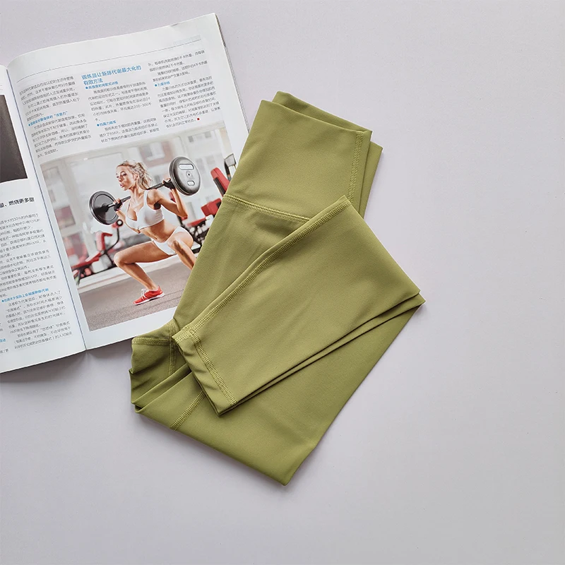 Nackte High-Waist-Yogahose für Damen, eng anliegend, hüfthebend, schnelltrocknend, Fitness-Leggings, hochfadenig, Sporttights – Detail 5