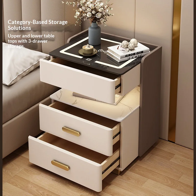 Minimalist Modern Design Multifunctional with Smart Password Lock Safe Box Bedside Table BTBT008 for Bedroom or Hotel