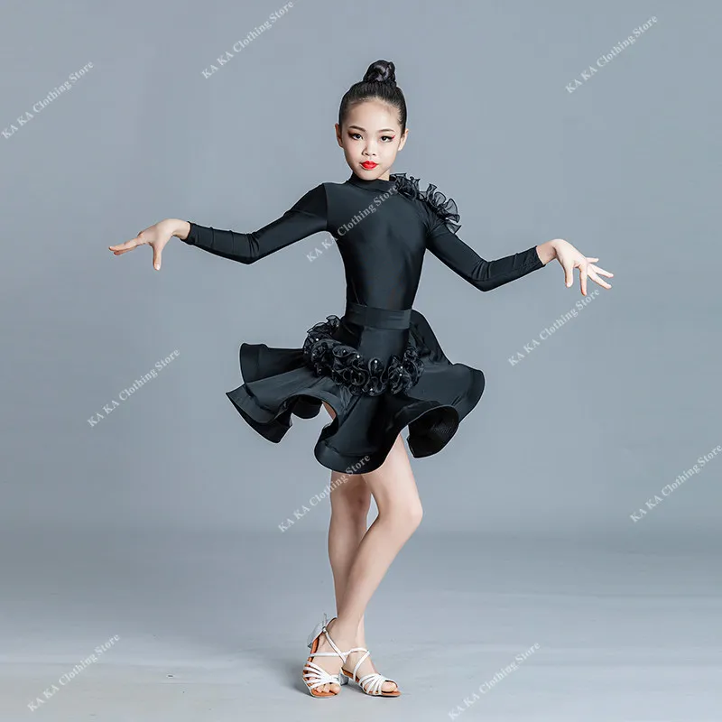 

Платье для латинских танцев ча-ча-румба, костюм для латинских танцев для девочек, танго, самбы, детская одежда для соревнований по сальсе, детские бальные платья