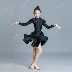 Cha Cha Rumba Latin Dance Dress Girls Tango Samba Latin Dance Costume Kids Competition Salsa Clothes Child Ballroom Dresses