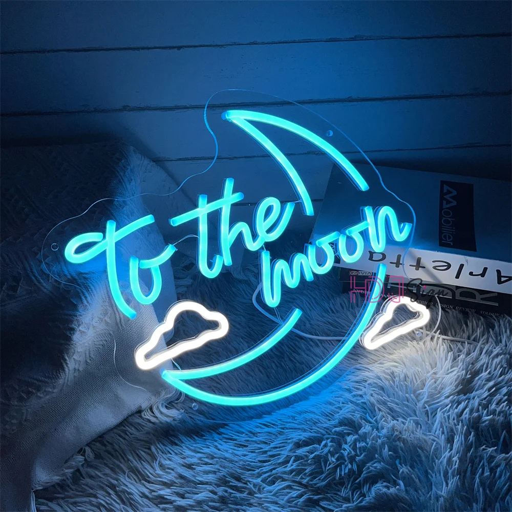 To The Moon Neon Sign Happy Birthday Neon Led Light sign For Wedding Party Decoration Letters Wall Room Decor Neon Lamps