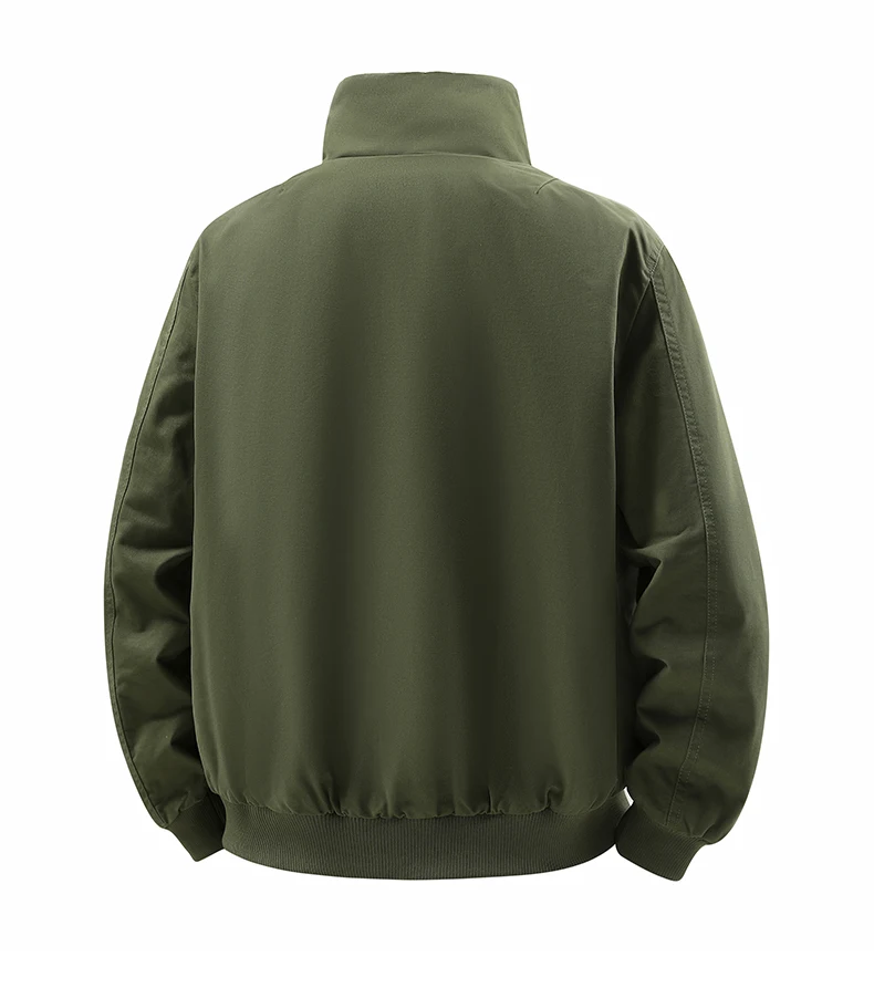 Male Reversible Washed Pure Cotton Fleece Lined Thick Jacket Multi Pocket Stand Collar Workwear Business Coat For Middle Aged