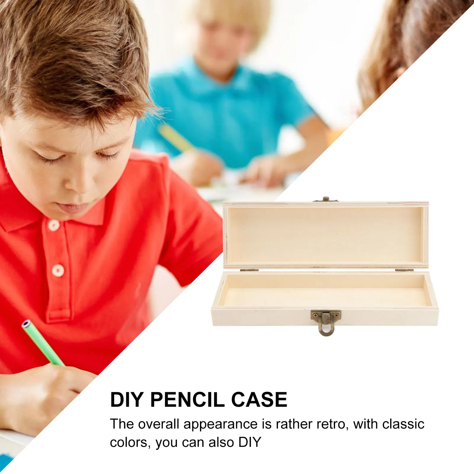 

2pcs Vintage Style Wooden Stationery Box Retro Pencil Case Pen Storage School Supplies Solid Wood Rounded Edges Safe Use
