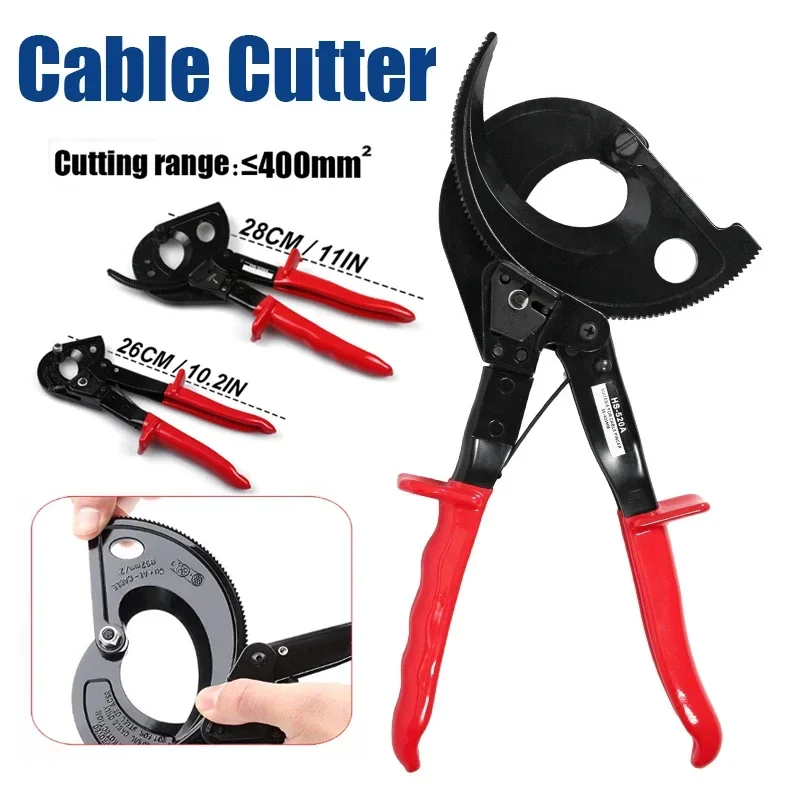 Ratchet Cable Cutter, Heavy Duty Wire Cutter for Aluminum Copper Cable up to 400mm², Ratcheting Wire Cutting Hand Tool