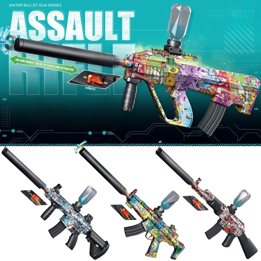 ปืนของเล่นไฟฟ้าแบบยิงลูกบอล M416/AK เกมยิงปืนกีฬากลางแจ้ง ความเร็วสูง ชาร์จซ้ำได้ เหมาะสำหรับเล่นกลางแจ้ง ของขวัญที่สมบูรณ์แบบสำหรับเด็กผู้ชาย