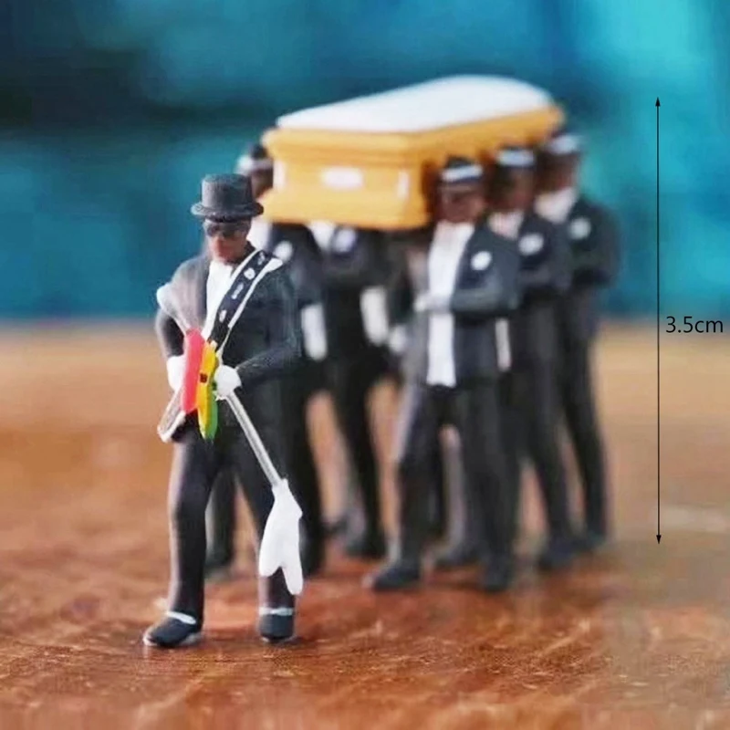 1:64 Action Figure Car Decor Ghana Funeral Coffin Dancing Pallbearer Team Model Exquisite Workmanship