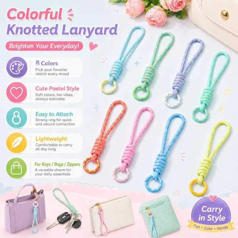 1~10 Stück bunte gewebte Schlüsselbänder, universelle Anti-Verlust-Handschlaufe, mit Schlüsselringen geeignet für Handys, Kameras, DIY-Projekte – Detail 4