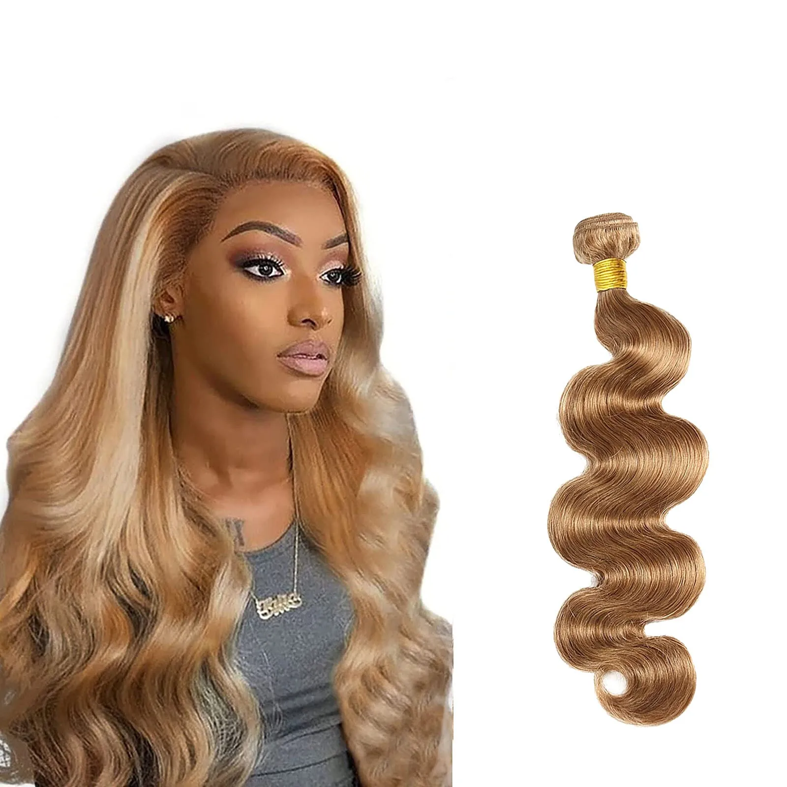 Golden Body Wave Hair Bundle Long Fashion Blonde Weave Wavy Extension Soft Wavy Style Color Style Women Beauty Long Fashion T1