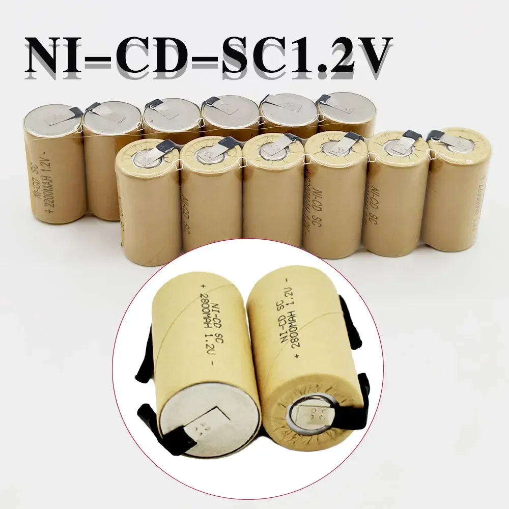 2-20pcs Screwdriver Electric Drill SC Batteries 1.2V 2200mA h/2800mAh SubC Ni-Cd Rechargeable Battey