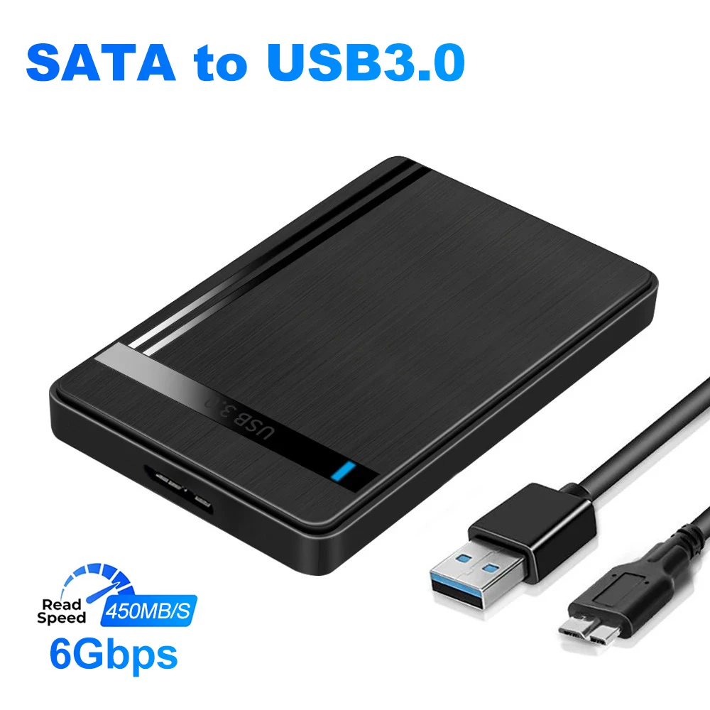 

2.5 Inch External HDD Case Hard Drive Box 6Gbps SATA to USB 3.0 SSD HDD Enclosure 450MB/S Reading Writing Speed for PC Laptop