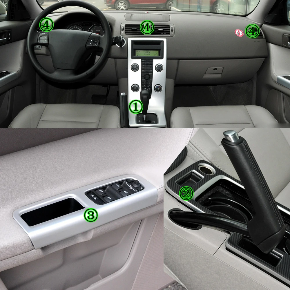 Carbon Fiber For Volvo S40 C30 V50 2008-2012 Film Interior Stickers Center Console Gear Dashboard Air Door Handle Lift Panel
