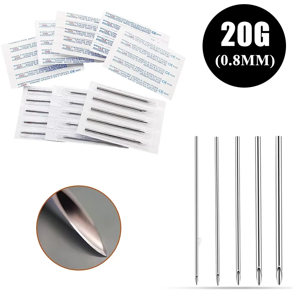 100/5PCS Körper Piercing Nadel 12G 14G 16G 18G 20G Chirurgenstahl sterile Einweg Ohr Nase Nabel Nippel Lippen Piercing Werkzeug