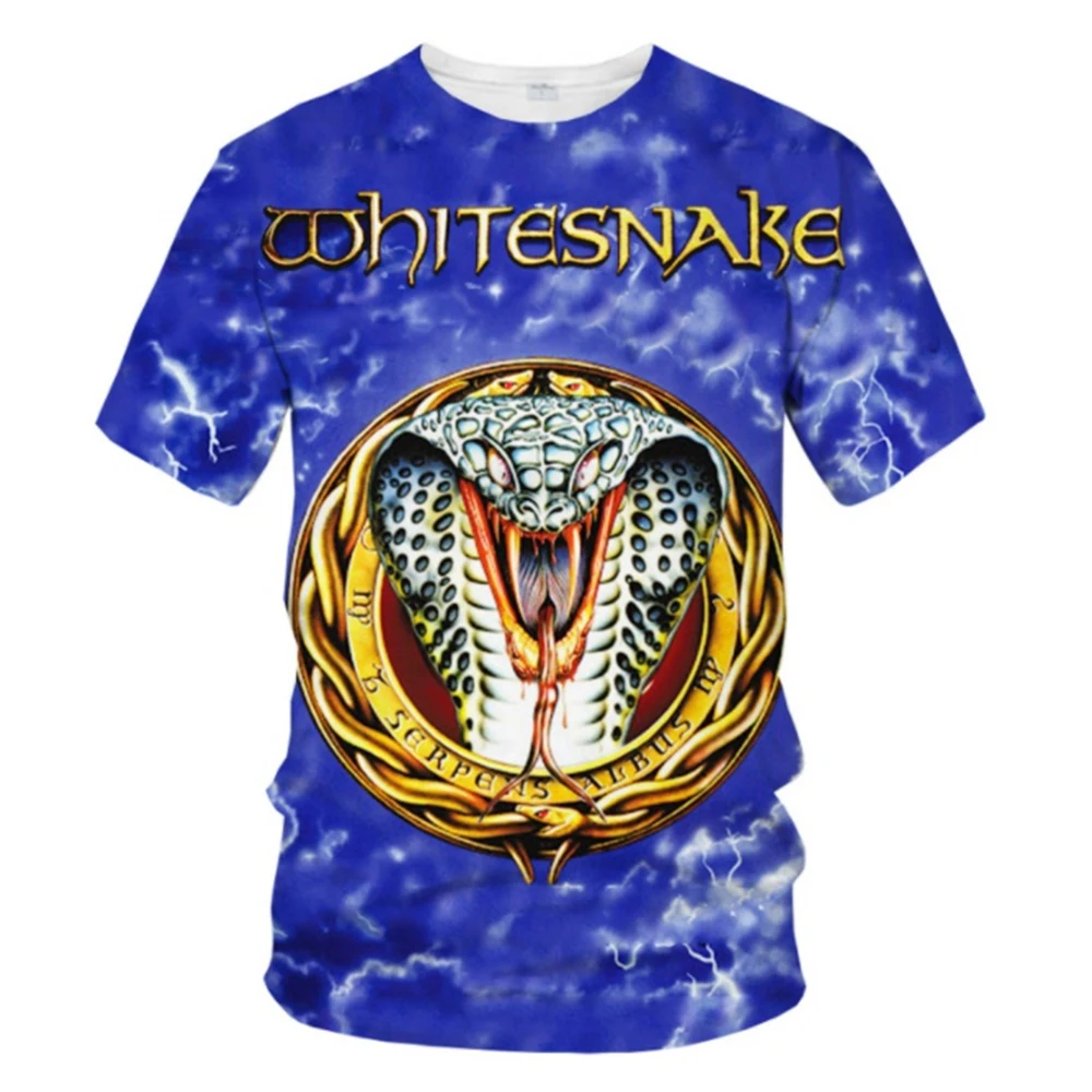 New Summer Hot Sale Whitesnake Men's/women's Fashion 3D Printing T-shirt Short-sleeved Tops