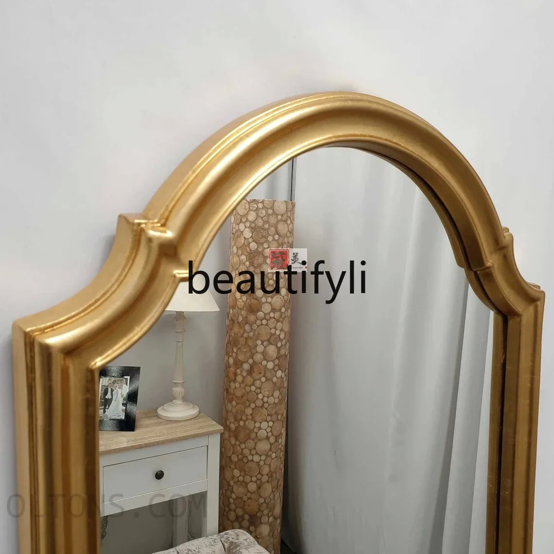 Franse retro gouden badkamerspiegel aan de muur gemonteerde cosmetische spiegel Europese entree woonkamer decoratieve spiegel