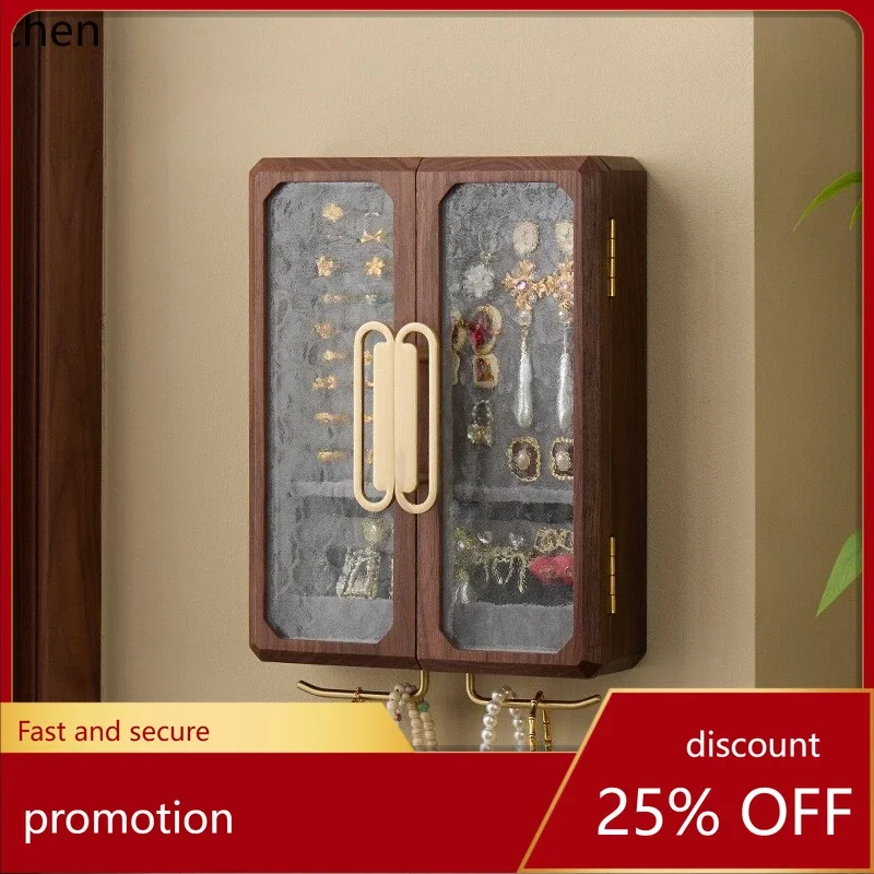 DSA solid wood wall-mounted jewelry storage box, bathroom nail-free wall jewelry display stand, high-end hand jewelry box.