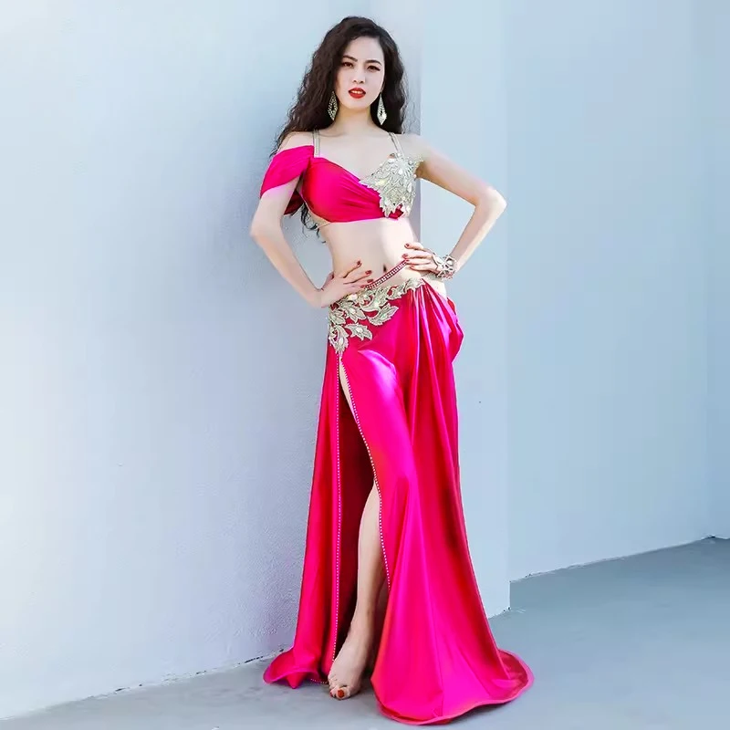 Conjunto de traje de danza del vientre egipcio para mujer, traje de Baile Oriental de rendimiento Popsong, trajes de competición de grupo con mangas