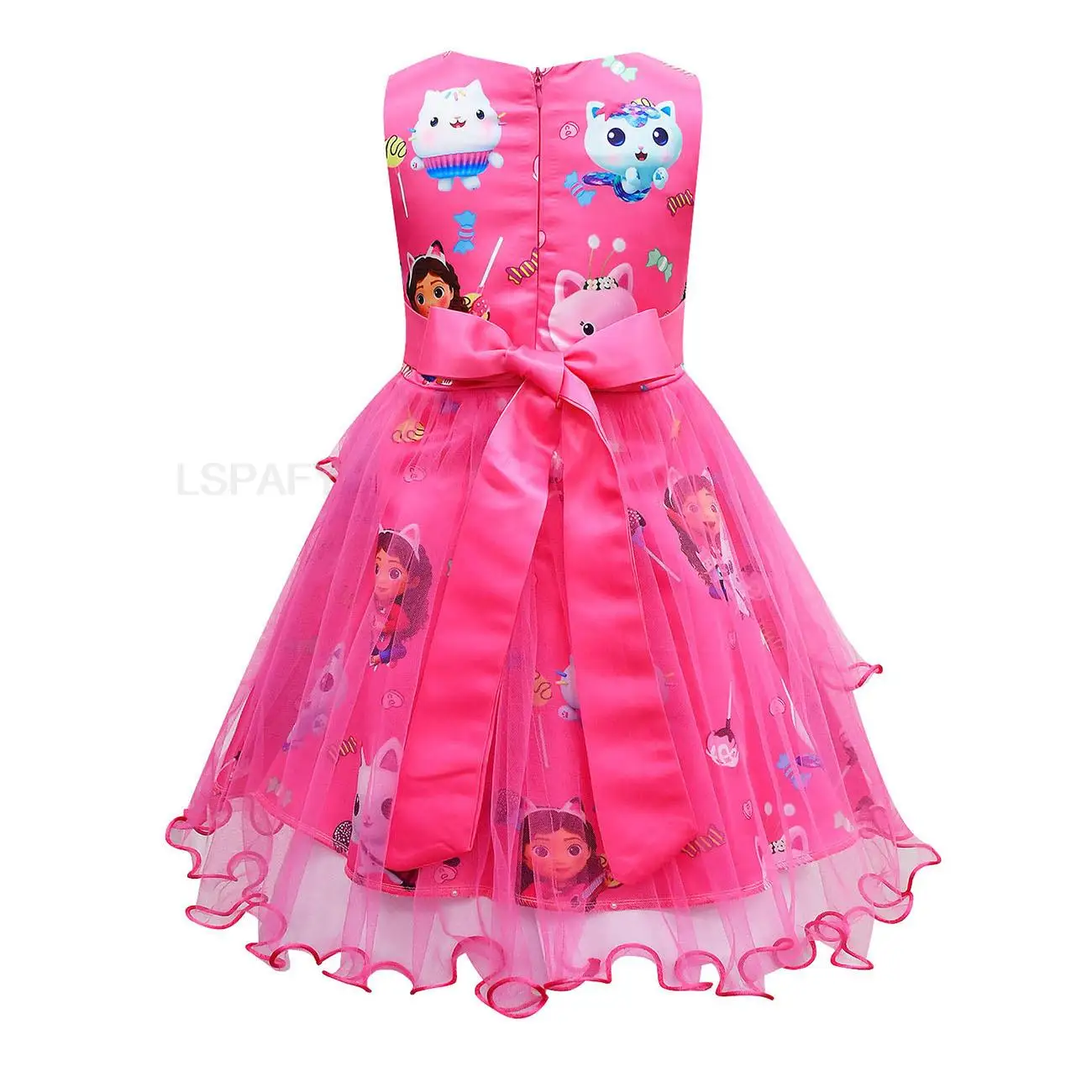 Gabby\'s Dollhouse Clothes Baby Girl Sleeveless Gown Dresses Kids Gabby Cat Cartoon Wedding Party Princess Vestidoes for Girls