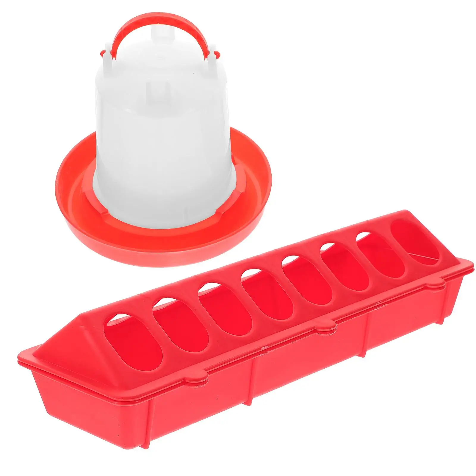 

Automatic Chicken Feeder Set Plastic Water Food Holder for Birds Poultry Feeding Tray Durable MultiUse Clear Container