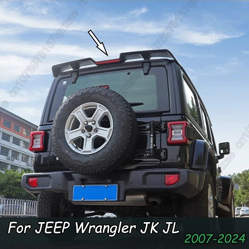 J367 JL1195 Rear Roof Lip Spoiler Wing with Brake Light /Tailplane New Style For Jeep Wrangler JK 07-17 & JL 2018-2024