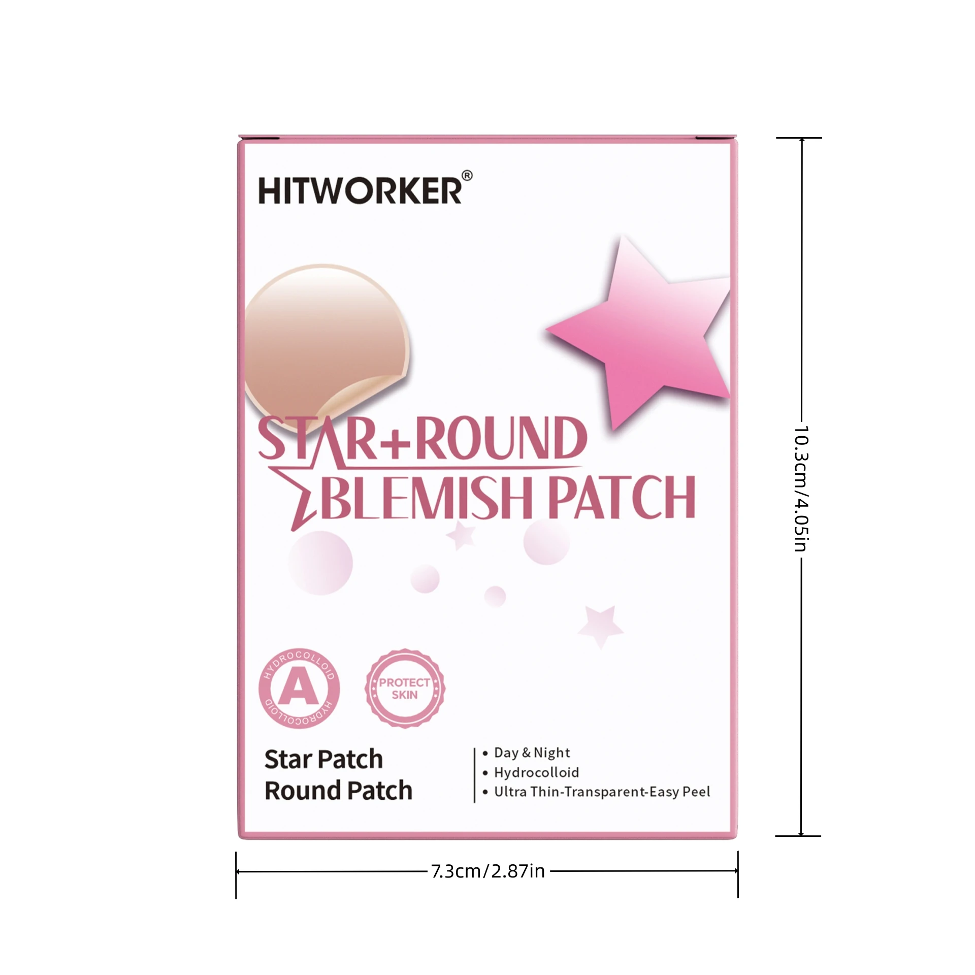 380-Piece Hydrocolloid Spot Acne Patches Pink Stars and White Circles Combo Pack Suitable for All Skin Types